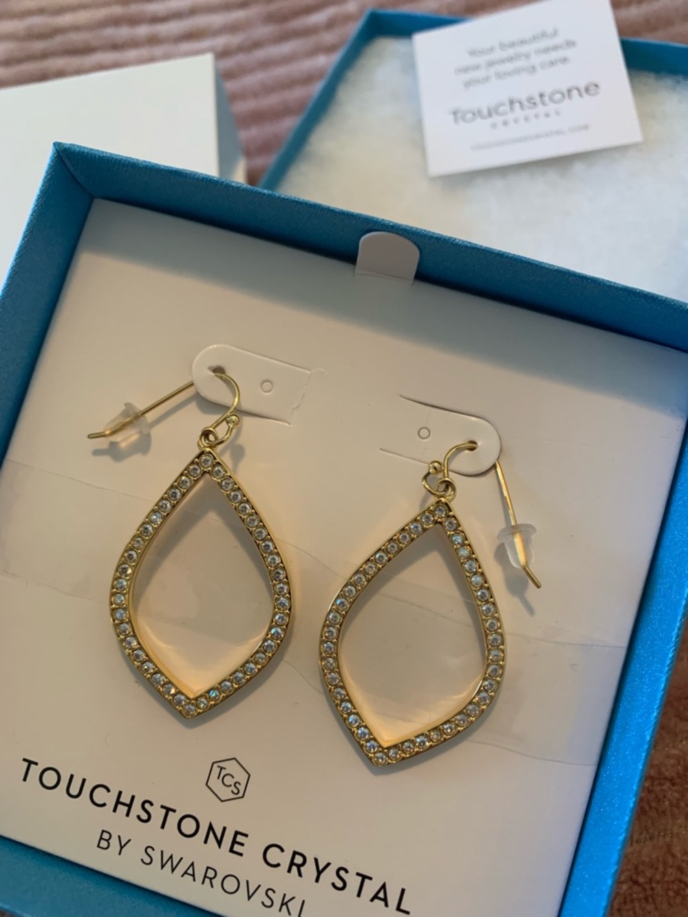 Touchstone Crystal Gold Open Teardrop Pavé Earrings - Picture 2 of 3